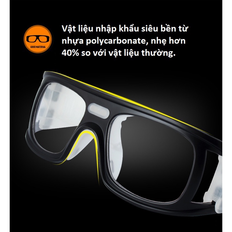 Kính đá bóng, kính thể thao bảo hộ đa năng 2 in 1 phù hợp mọi kích cỡ, chống va đập chấn thương với đệm silicone êm ái -