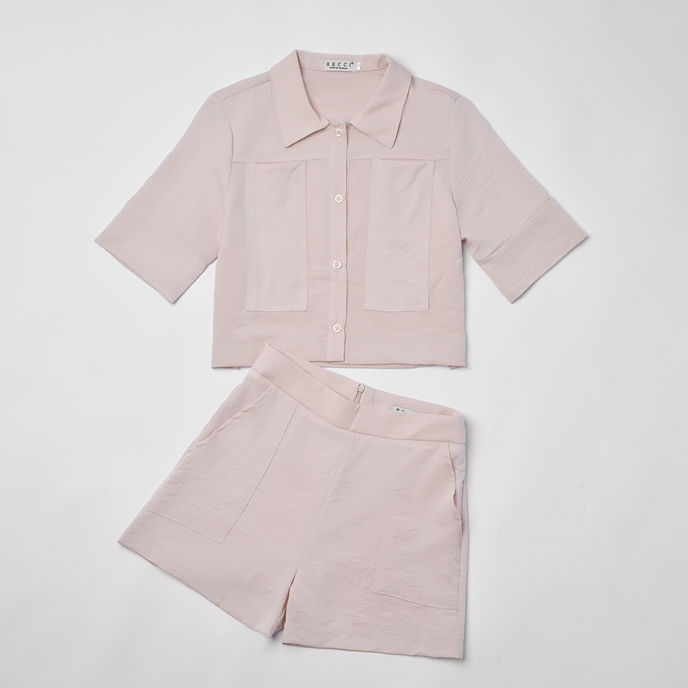 Bộ đồ đũi mặc nhà, đồ bộ HECCI thời trang nhiều màu áo bẻ cổ ngắn tay kèm quần short B353