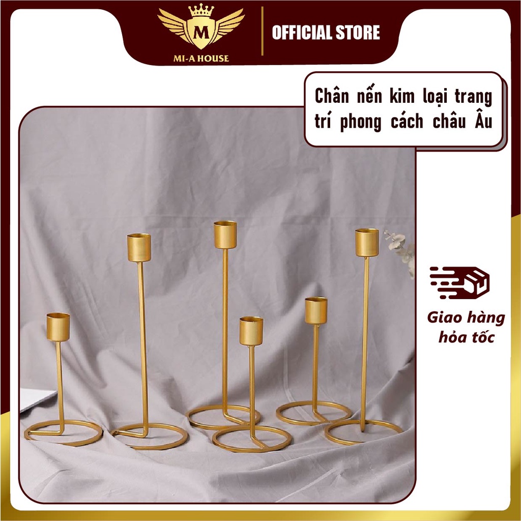 Chân nến kim loại trang trí phong cách châu Âu