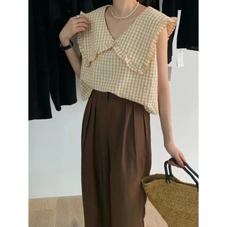 Áo sát nách cổ thuỷ thủ kẻ caro gingham - AV857