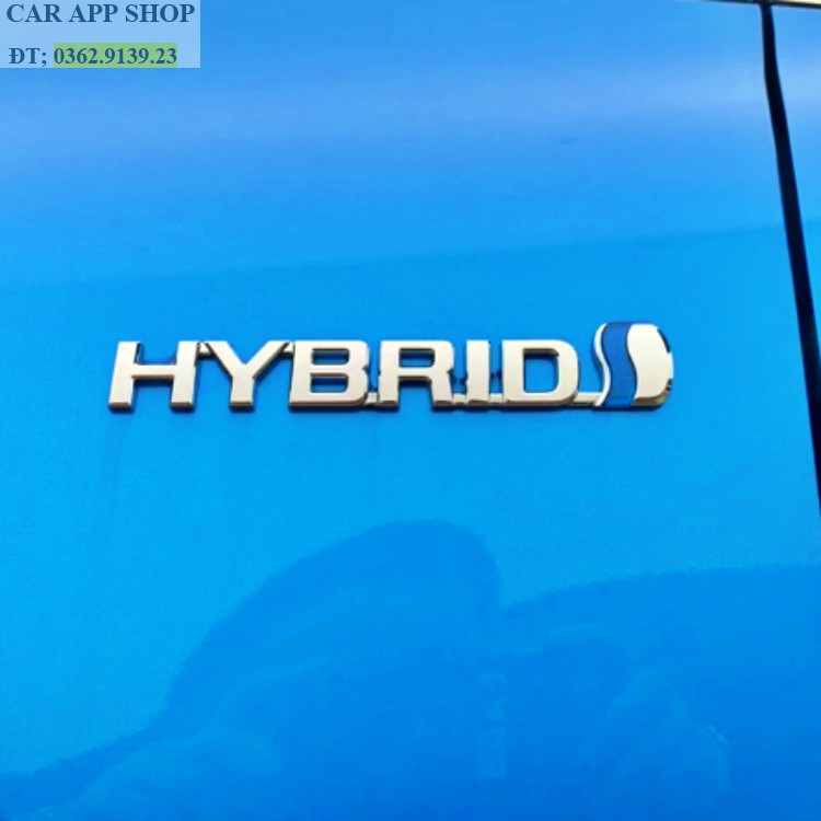 Tem Chữ Logo  HYBRID 3D Thể Thao Hợp Kim Nhôm KHÔNG RỈ  Dán Trang Trí Ô Tô Xe Hơi