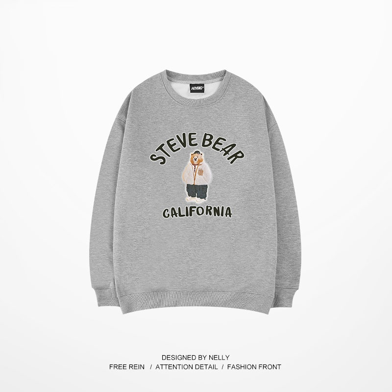 Áo sweater Nelly nỉ lót lông in hình "Gấu CALIFORNIA" áo nỉ