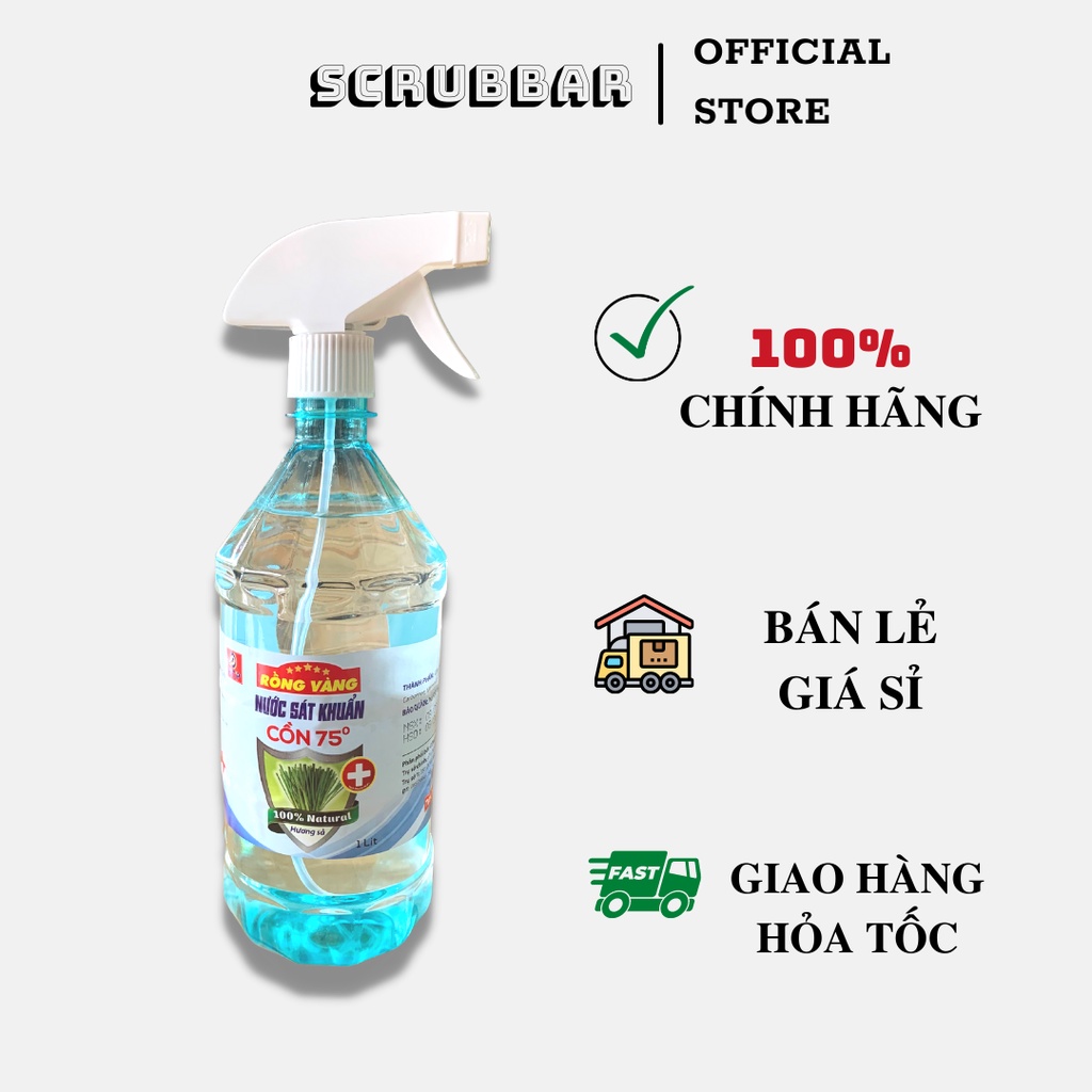 [Hỏa tốc] Đã kiểm nghiệm - Cồn Y tế sát khuẩn 75 độ 1000 ml tinh dầu sả Rồng Vàng diệt khuẩn có vòi xịt không khô da | BigBuy360 - bigbuy360.vn