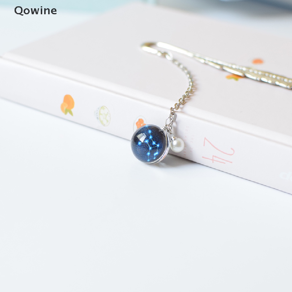 Thẻ đánh dấu trang sách hình 12 cung hoàng đạo bằng kim loại