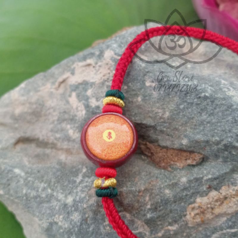 Vòng tay chú Lăng Nghiêm bện chỉ đỏ và đá chu sa