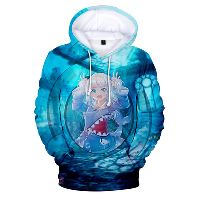 Áo hoodie dài tay dáng rộng in họa tiết Gawr Gura 3D thời trang 2021 dành cho nam và nữ | BigBuy360 - bigbuy360.vn