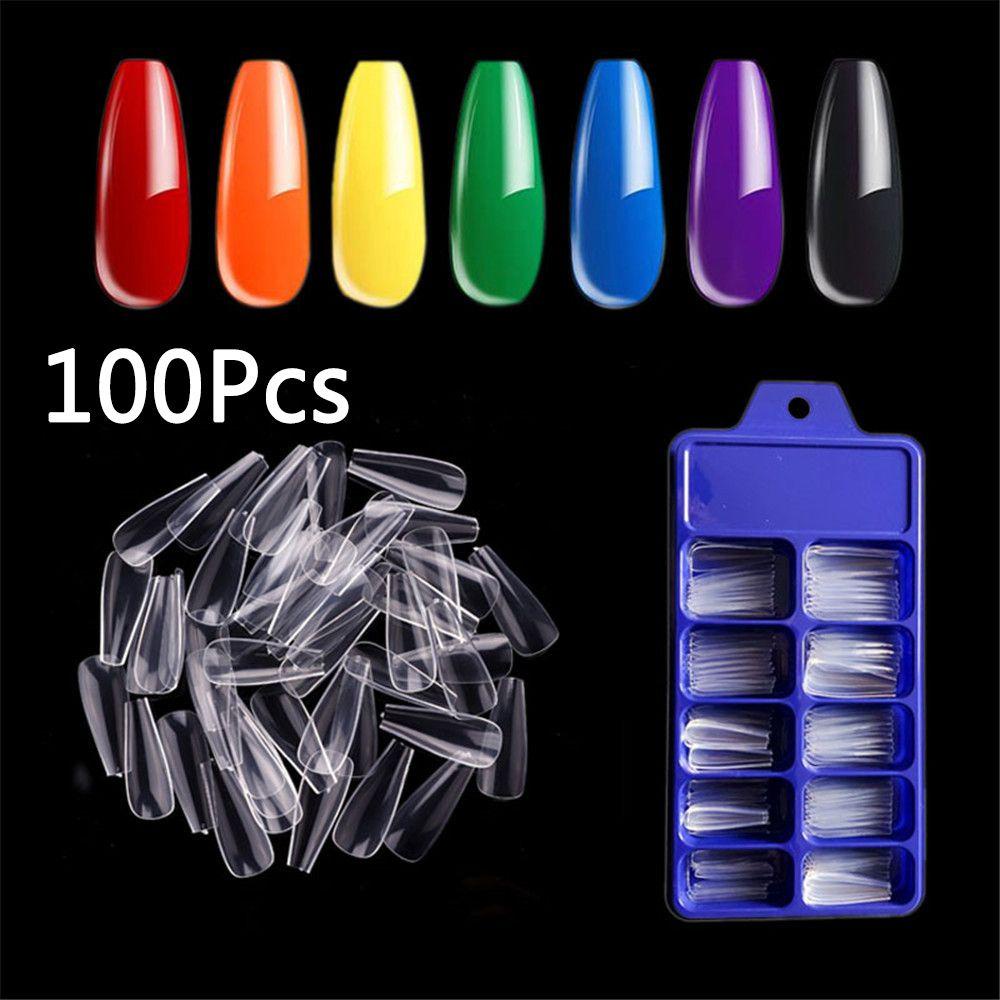 Bộ 100 Móng Tay Giả Che Phủ Toàn Diện Tự Nhiên Có Thể Tháo Rời