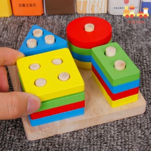 Đồ Chơi Thả Hình Vào Trục Gỗ Giúp Phát Triển Trí Tuệ Cho Bé, Đồ Chơi MONTESSORI Giúp Em Bé Luyện Kỹ Năng Tay Và Mắt.