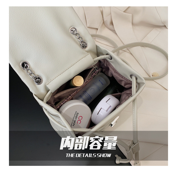 Ba Lô Đi Học JASMIN NOIR Thêu Hoạt Tiết Lưới Vuông Cỡ Nhỏ Gắn Dây Xích Thông Thường Dành Cho Bạn Gái Thanh Thiếu Niên