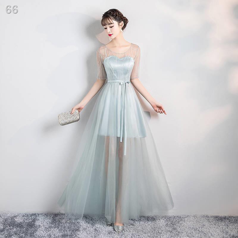 phiên bản mới của Hàn Quốc váy lưới dài bên ngoài ngắn trong chị em tổ chức tiệc cưới băng đôU