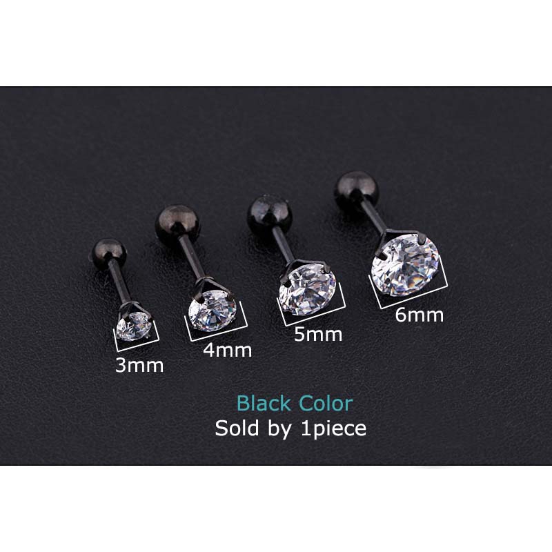 Khuyên Tai Đơn Đính Đá Thời Trang Cá Tính 18g / 6mm