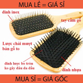 Lược chải mượt tóc BẢN GỖ SIÊU TO (Lược bàn đinh) gỡ rối cho mái tóc dễ dàng