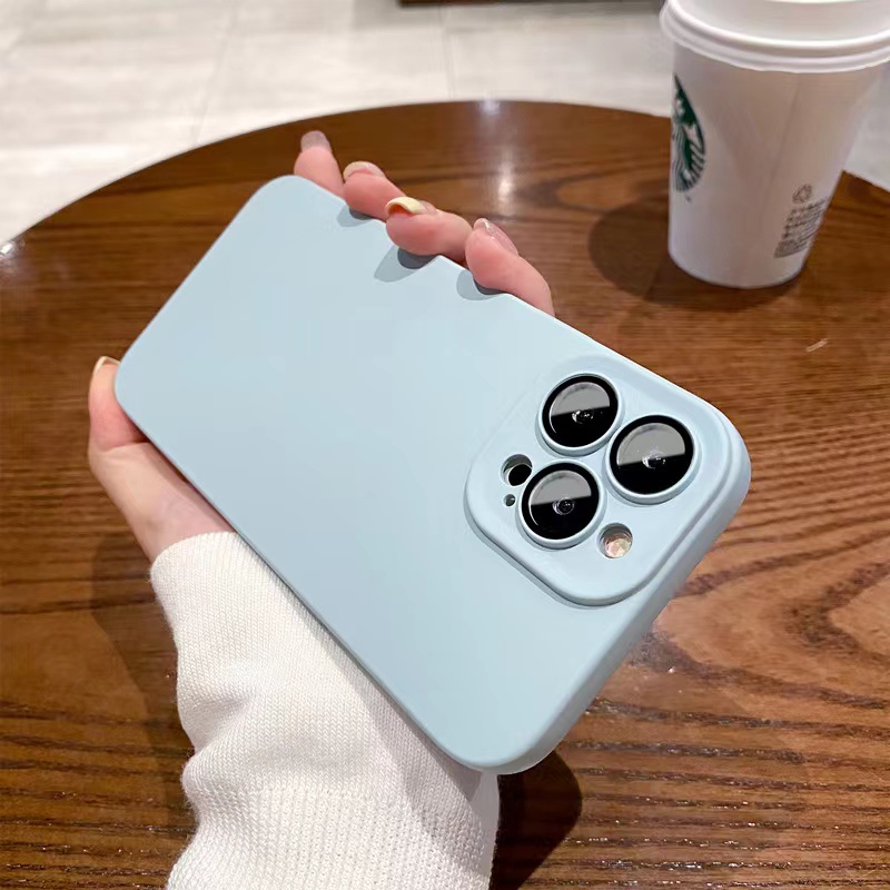 Ốp Điện Thoại iPhone 14 plus 13 12 11 Pro max case ốp lưng điện thoại iphone 14 promax Màu tím silicon Mềm Chống Bụi Chống Sốc Bảo Vệ Ống Kính Máy Ảnh Cho