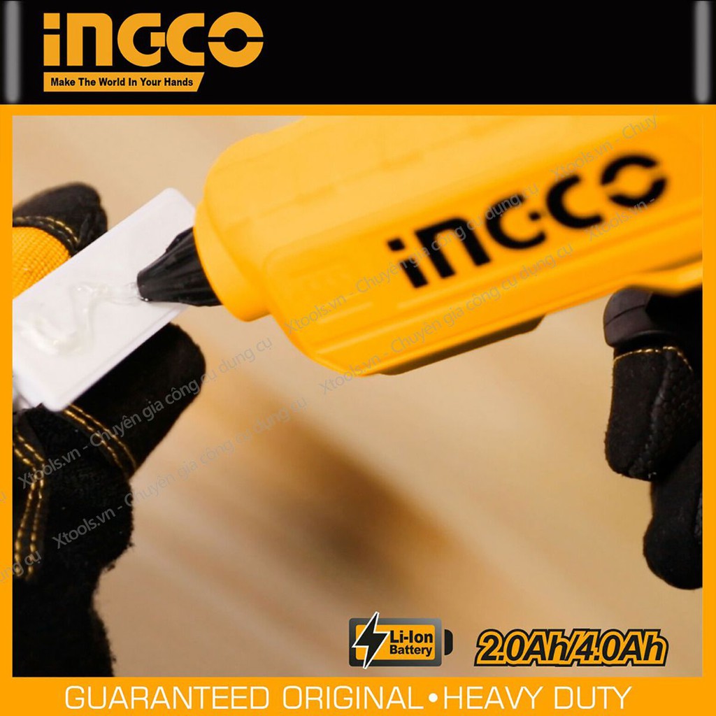 Súng bắn keo nến INGCO CGGLI200 pin 20V, máy bắn keo cầm tay k bao gồm pin và sạc, được tặng kèm theo 2 cây keo 11.2mm