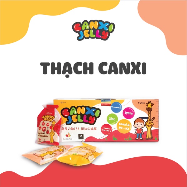 Thạch dinh dưỡng CANXI JELLY tăng chiều cao, tăng sức đề kháng, ăn ngon cho bé (Hộp 15 gói) - BICARE