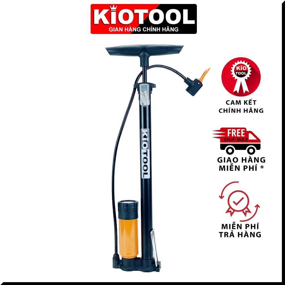 Bơm xe đạp Kiotool dùng tay nhỏ gọn có đầu bơm xe máy