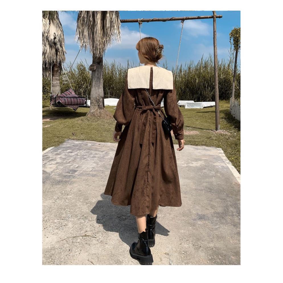 [HÀNG ĐẸP] Váy nhung tăm retro ulzzang vintage dài tay - M15 - janna house .