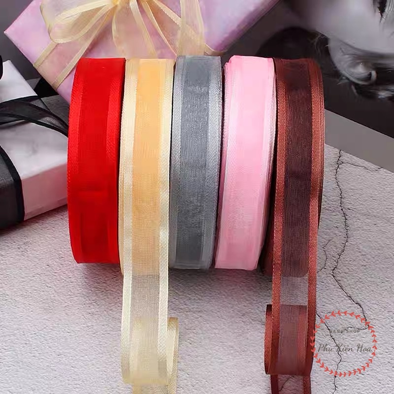 Ruy Băng Voan Trơn Viền May, Vải Organza Khổ 2.5cm Trang Trí Quà Tặng - Bó Hoa - Tiệc