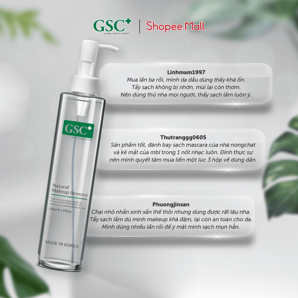 Dầu tẩy trang GSC 150ml cho mọi loại da đặc biệt da dầu mụn, không gây khô da
