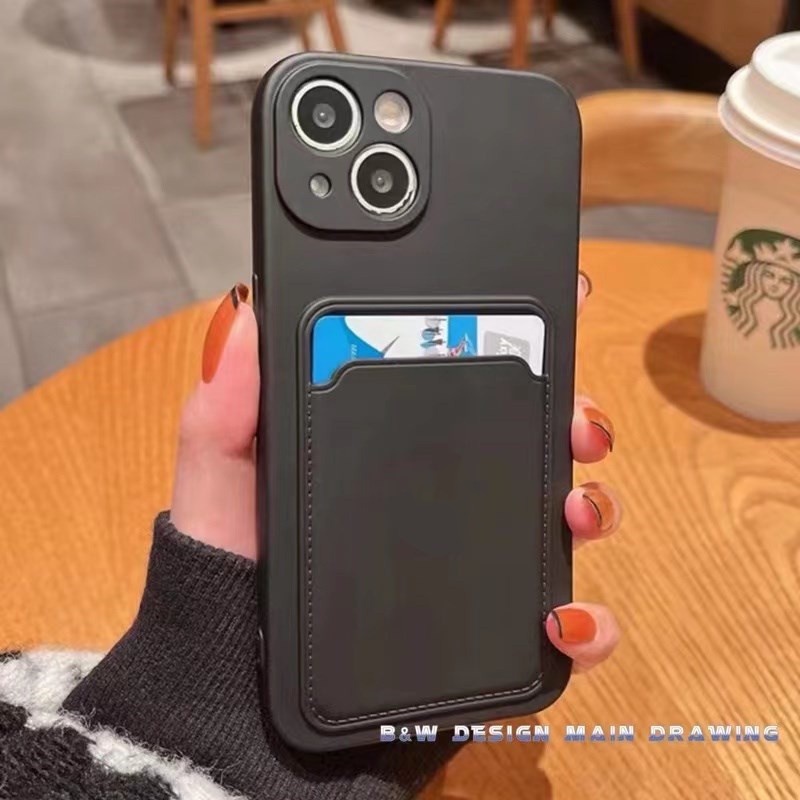 Ốp Điện Thoại Silicon Mềm Chống Sốc Có Ngăn Đựng Thẻ Thời Trang Cho iPhone 13 12 11 Pro MAX IX XS MAX XR 7 8 Plus