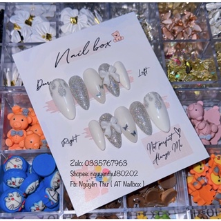 Nailbox thiết kế - Nailbox phối nhũ flash và nơ siêu xinh