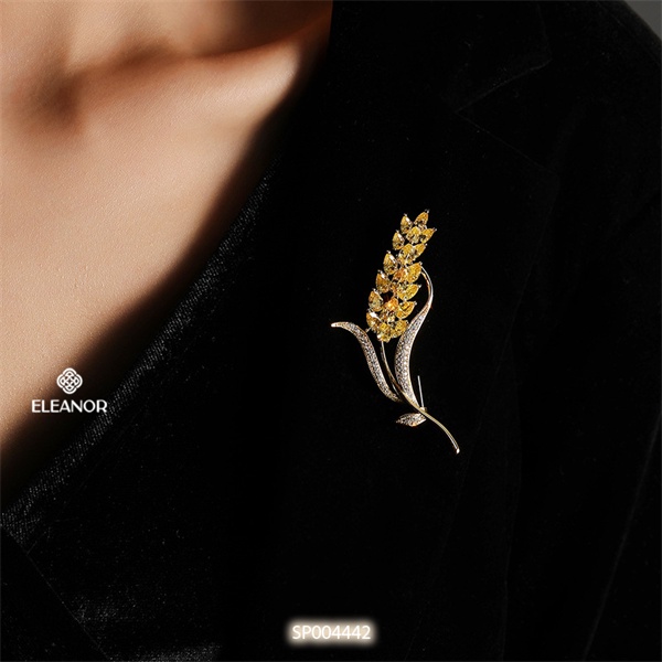 Ghim cài áo nam nữ Eleanor Accessories đính đá hình bông lúa phụ kiện thời trang 4442