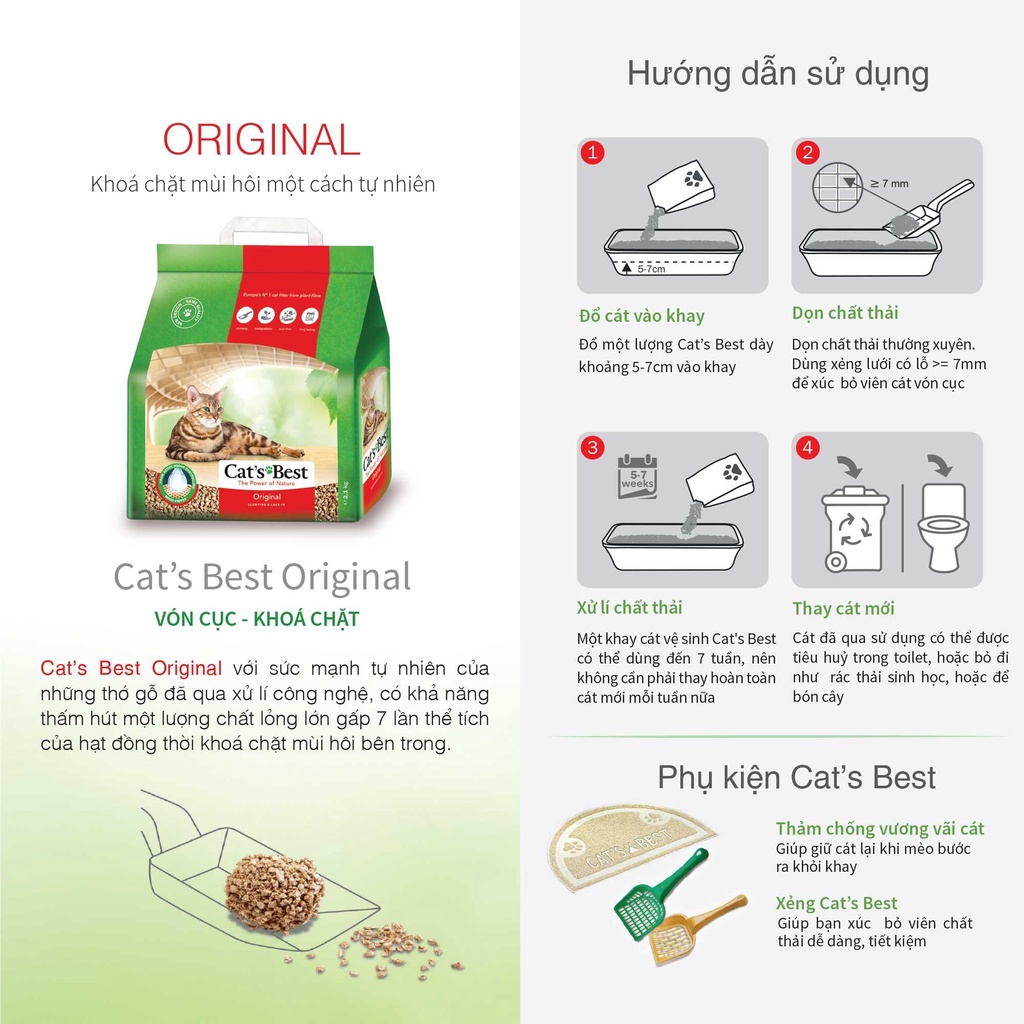 Cát hữu cơ vệ sinh cho mèo Cat's Best Original