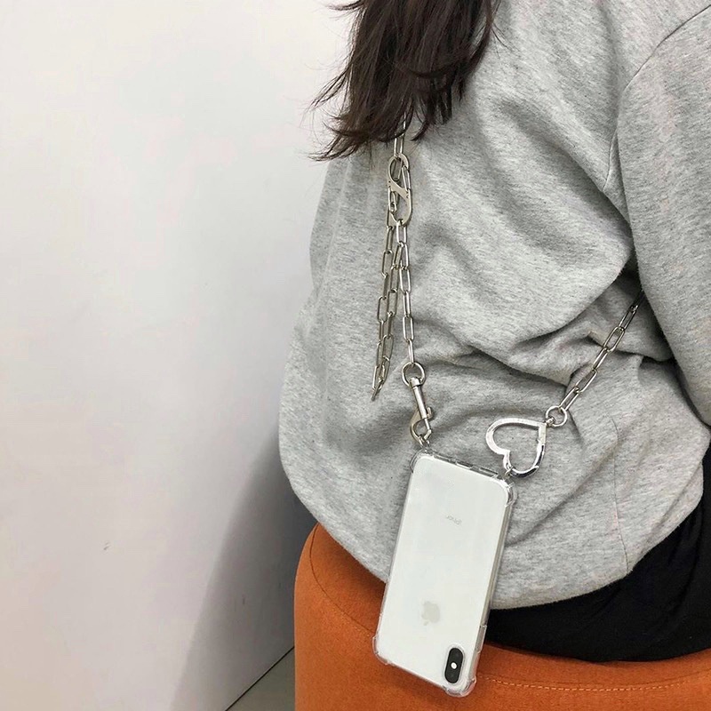 Ốp điện thoại có dây đeo họa tiết trái tim phong cách Hàn Quốc cho iPhone 11ProMax x xr xsmax SE20 / 12