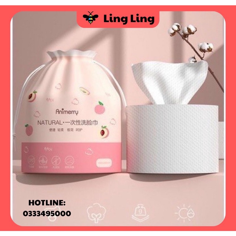 Khăn lau mặt dùng 1 lần - lau khô/lau ướt - Khăn giấy đa năng dạng cuộn 40 tờ Animerry