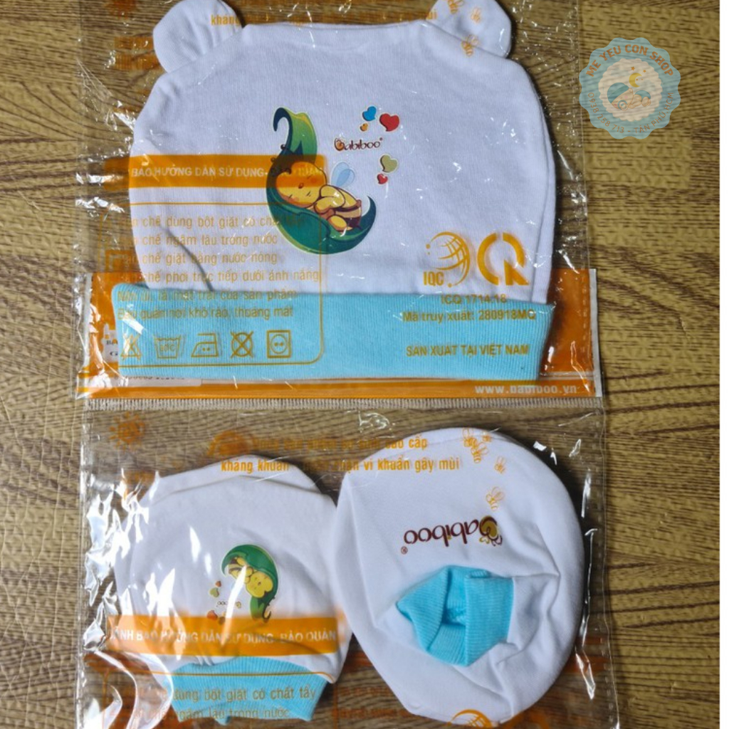 NÓN / BAO TAY BAO CHÂN SƠ SINH TRẮNG BO MÀU BABIBOO (katydang)