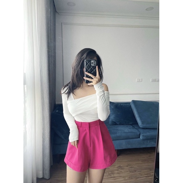Áo thun dài tay lệch vai mẫu mới siêu hot