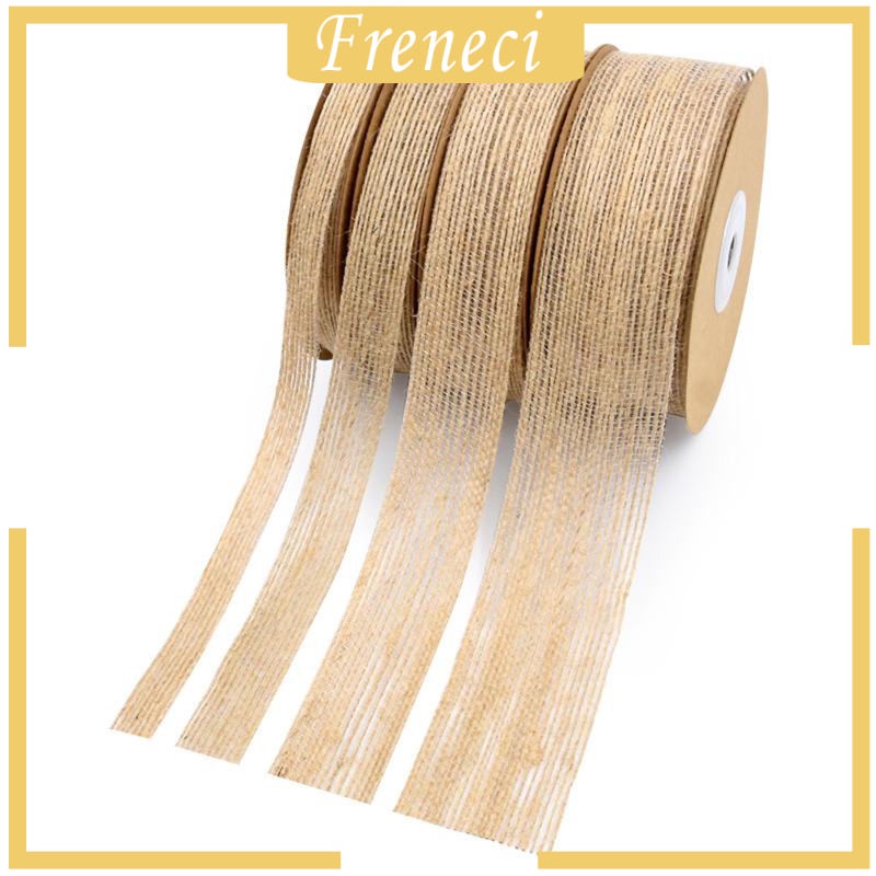 Set 10 cuộn dây ruy băng 100% vải bố tự nhiên dùng trang trí tiệc cưới