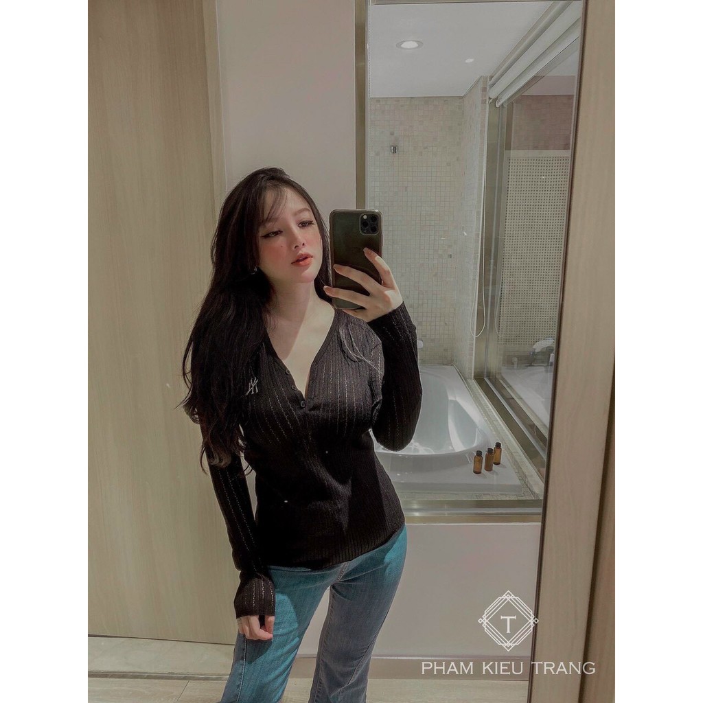 áo len gân tay dài cổ  giọt nước cực xinh TTSA0915