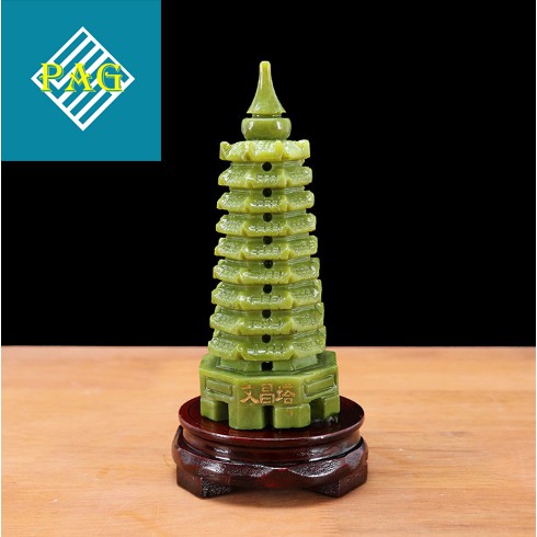 THÁP VĂN XƯƠNG 9 TẦNG ĐÁ LAM NGỌC 19 cm