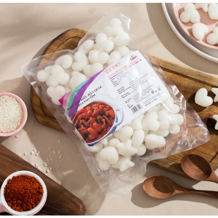 500gr BÁNH GẠO TOKBOKKI HÌNH SAO HOA TIM