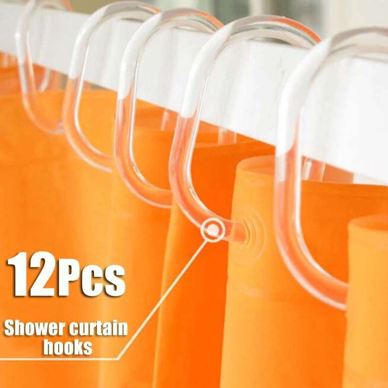 Set 12 Móc Chữ C Trong Suốt Treo Rèm Cửa Tiện Dụng Cho Nhà Tắm