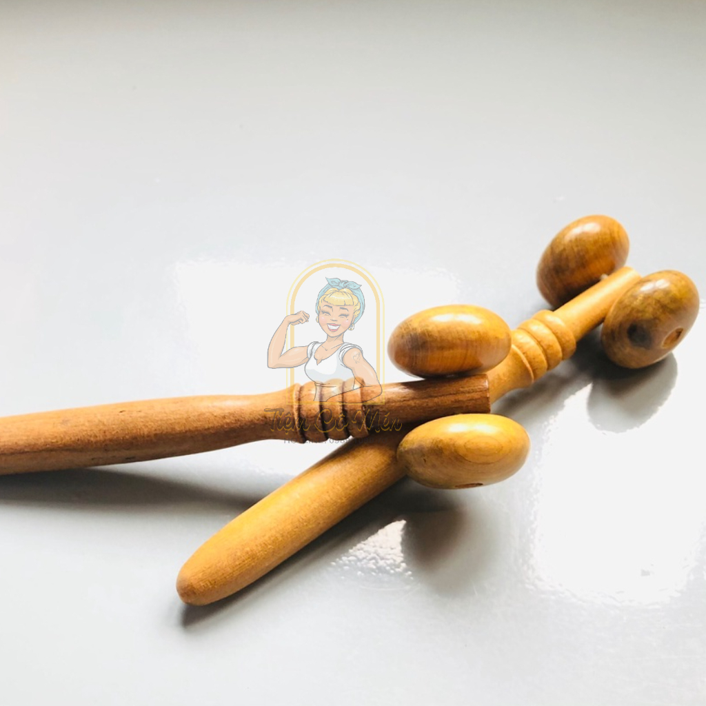 Cây Lăn Mát xa Mặt Mũi Bằng Gỗ thơm - kích thích các huyệt đạo Để Phòng &amp; Trị Bệnh