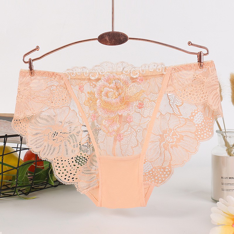 Women's underwear sexy lace underwear women's embroidered flower large size pure cotton crotch breathable women's briefs | BigBuy360 - bigbuy360.vn