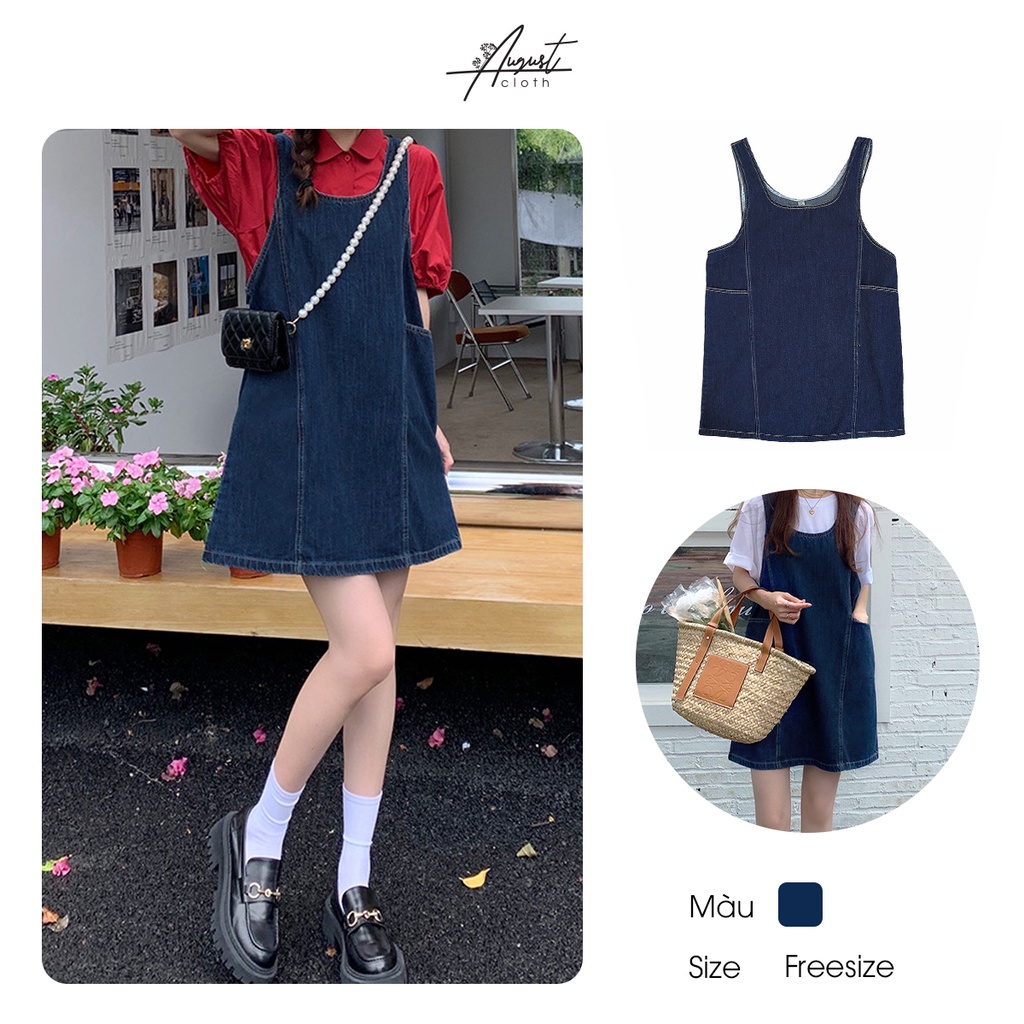 [Augustcloth] Váy yếm hai dây form rộng denim phong cách Hàn Quốc