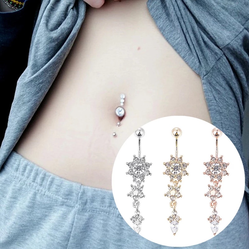 Khuyên Rốn Bằng Thép Không Gỉ Đính Đá Hình Con Rắn Cá Tính Dành Cho Nữ