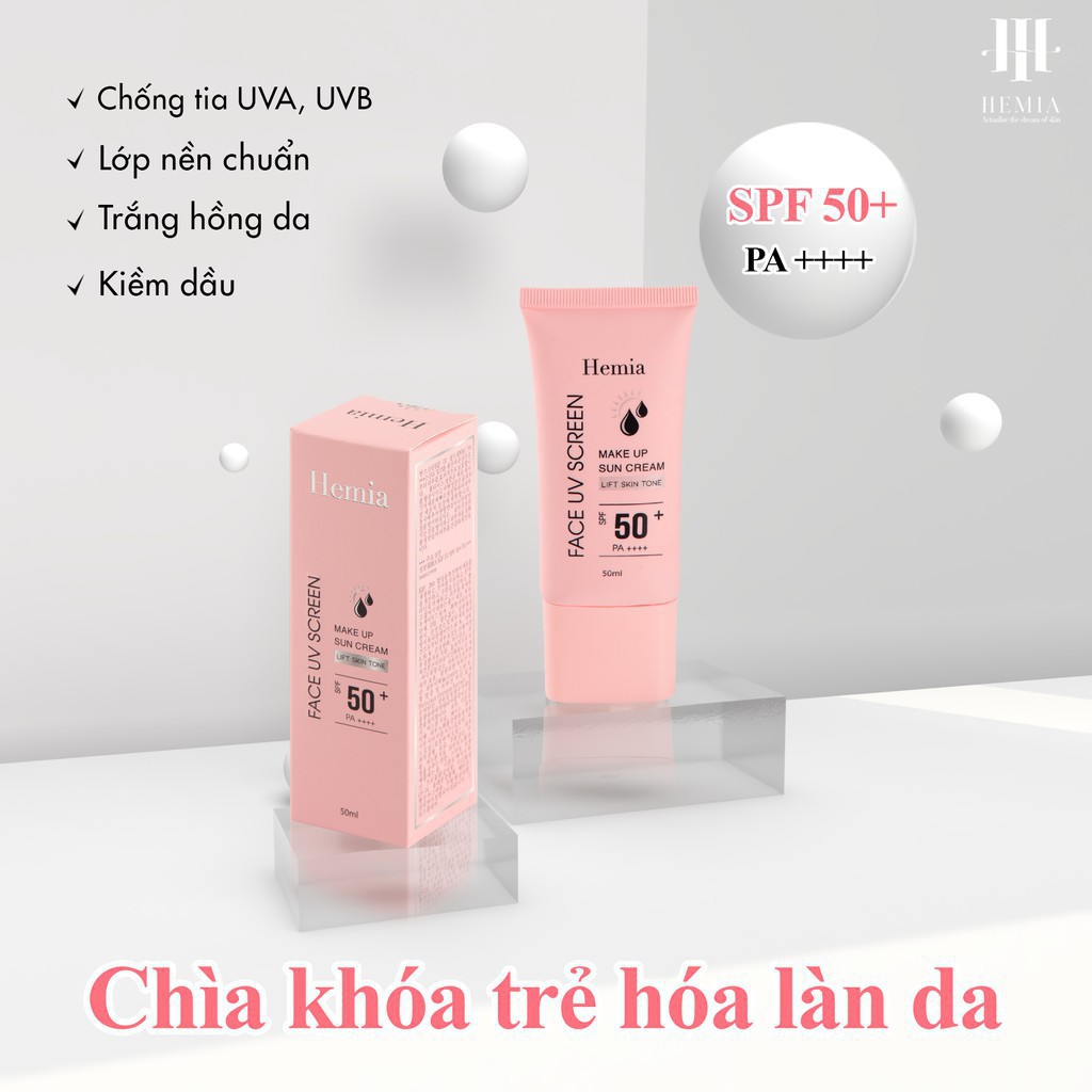 Kem Chống Nắng Hemia Hàn Quốc Chính Hãng Phù Hợp Cho Mọi Loại Da SPF50+ PA++++