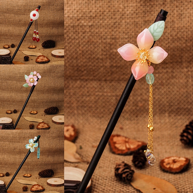 Trâm Cài Tóc Bằng Gỗ Họa Tiết Hoa Vintage Cho Nữ