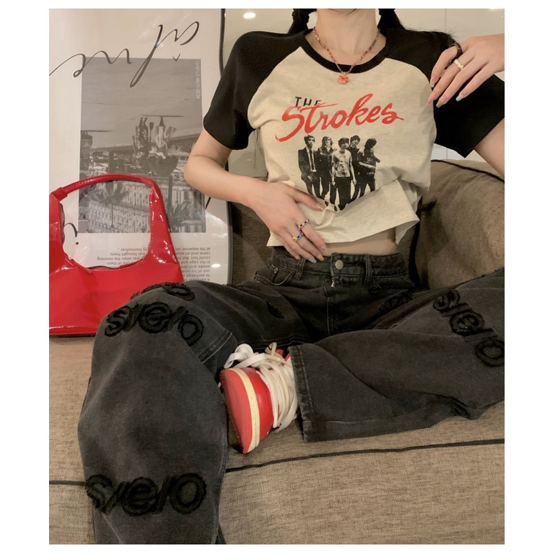 Áo Thun Ngắn Dáng Ôm In Họa Tiết Kiểu Retro Thời Trang Mùa Hè Cho Nữ