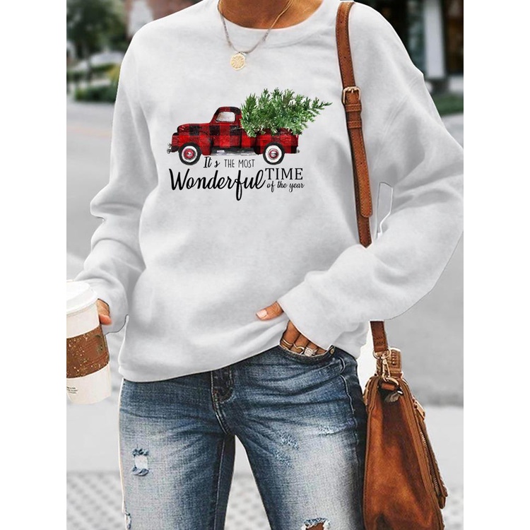 Áo Sweater In Chữ Merry Christmas Và Họa Tiết Da Báo Phong Cách Thời Trang 90s