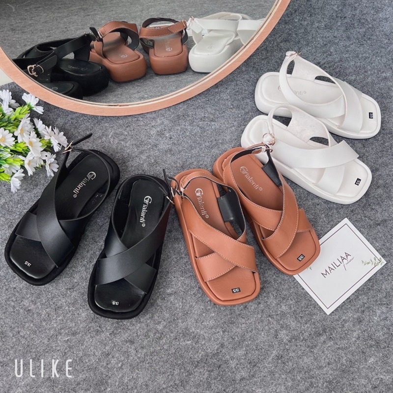 Sandal xuồng 3 phân MAILIAA quai chéo da mềm đi êm chân