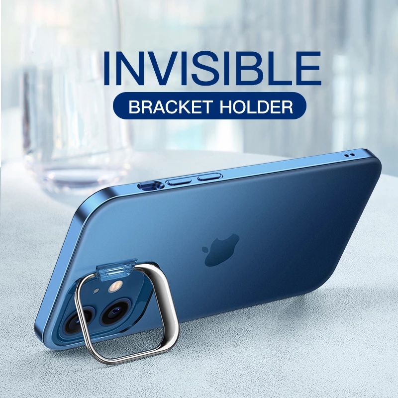 Ốp Điện Thoại Siêu Mỏng Có Vòng Đỡ Chống Sốc Thời Trang Cho iPhone 12 Pro 12 11 Pro Max Mini