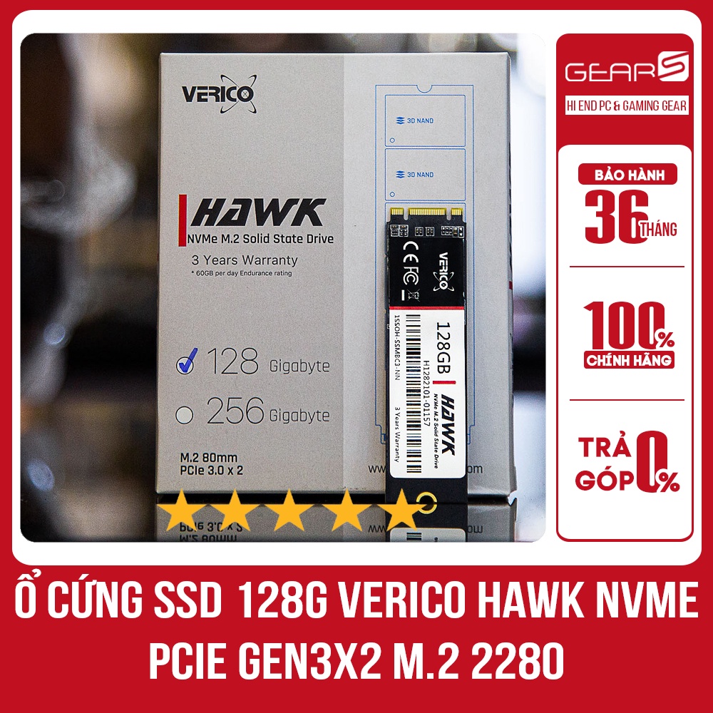 [Mã 252ELSALE hoàn 7% đơn 300K] Ổ cứng SSD 128G Verico Hawk NVMe PCIe Gen3x2 M.2 2280 - Bảo hành chính hãng 36 tháng