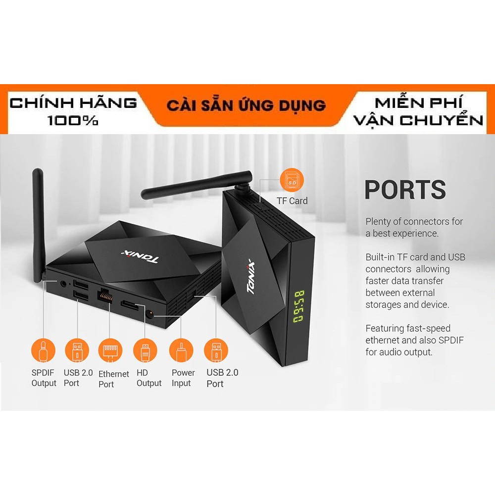 Android Box TX6S, Android TV 10, Allwinner H616, Ram 4GB, Bộ nhớ trong 32GB, Wifi 2.4Ghz/5Ghz, Bluetooth 5.0, Lan 100Mb