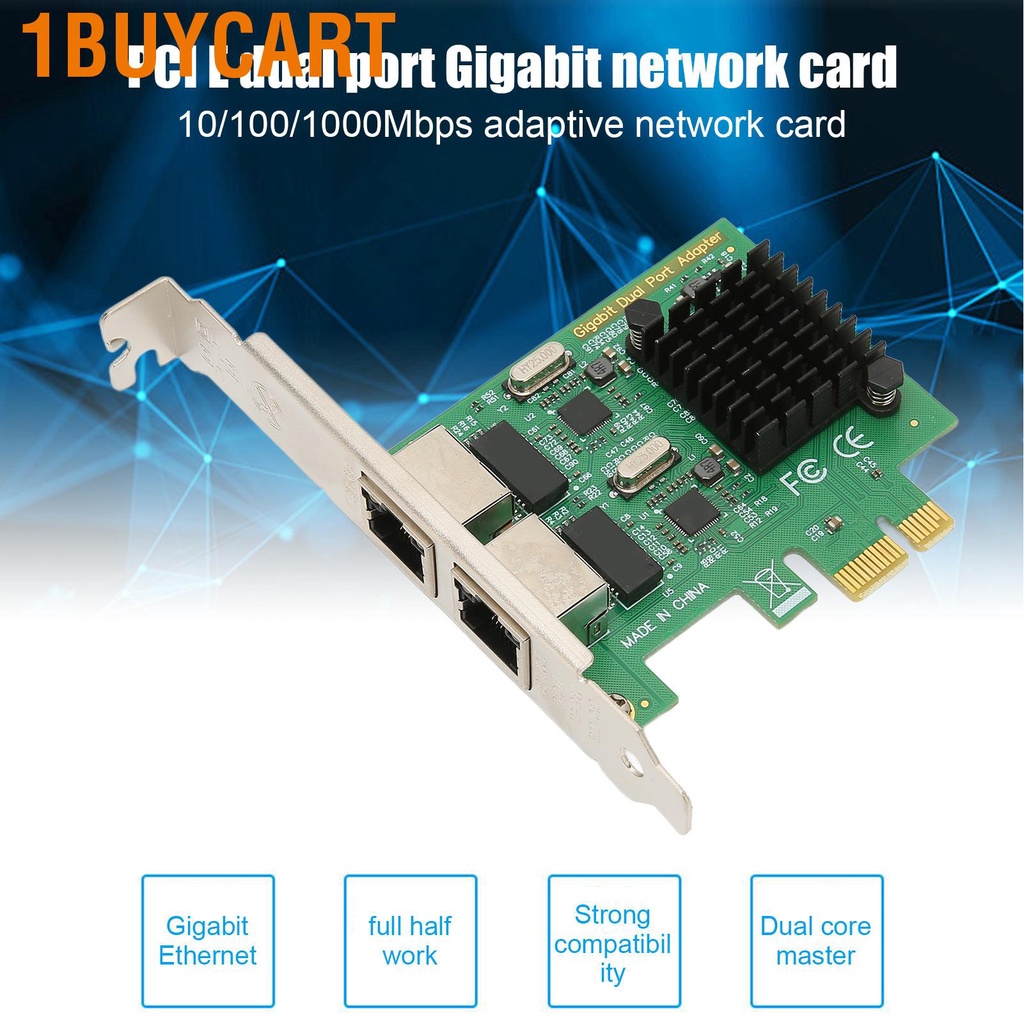1buycart PCI E NIC Network Card 2 Way RJ45 Port for RTL8111G Chipset PCIE X1 Ethernet LAN Adapter Win Linux VMware