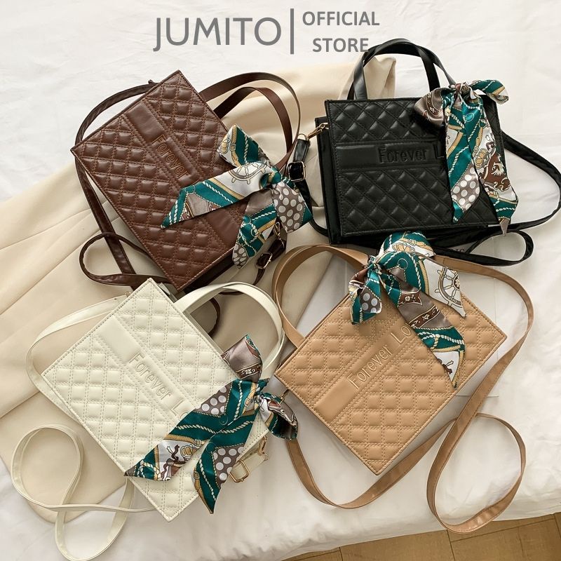 Túi xách nữ hộp forever love đeo chéo cầm tay tặng kèm khăn lụa cao cấp JUMITO SA394